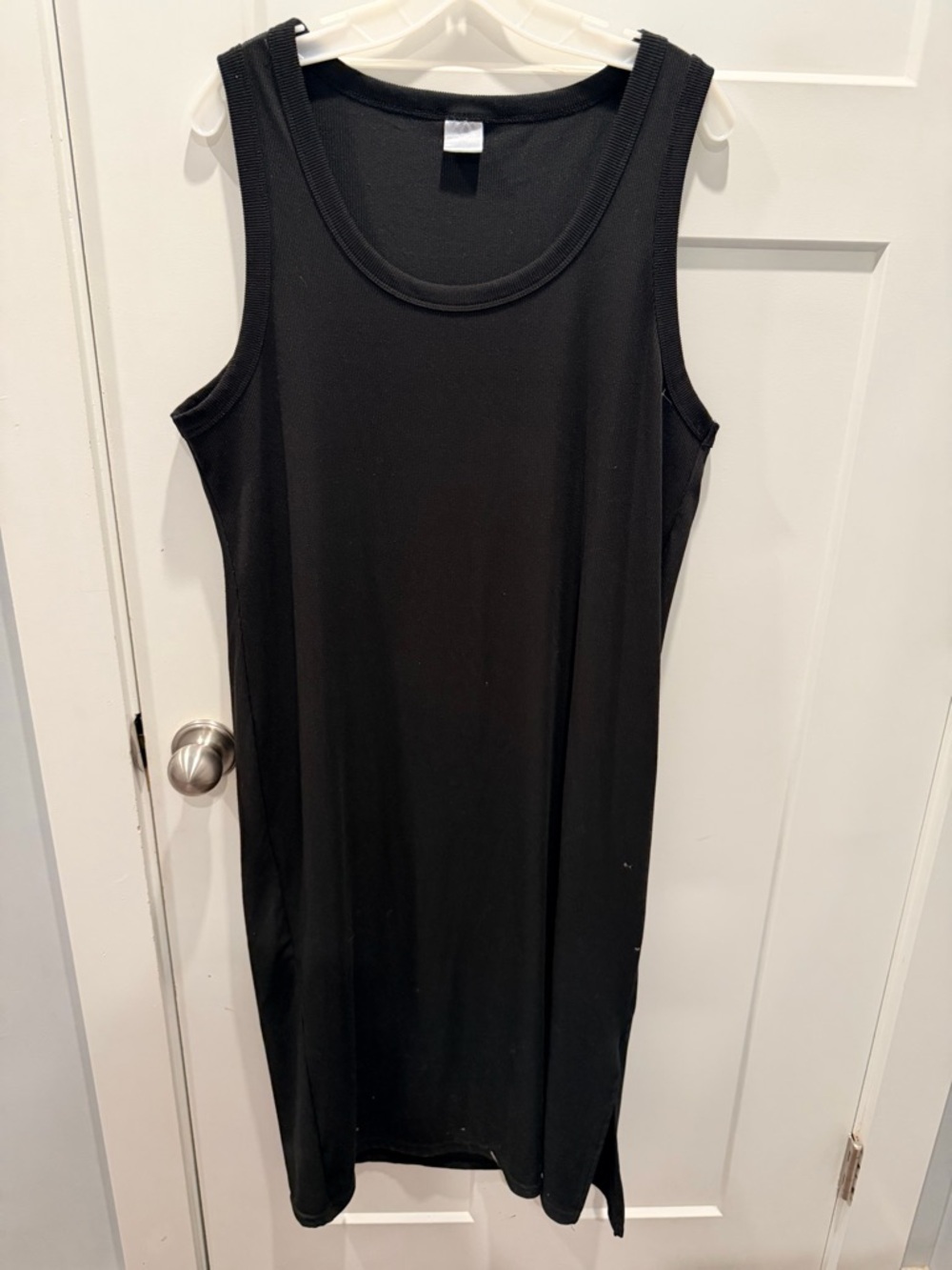 Essentials Ribbed Tank Dress Black Sleeveless Midi Bodycon Minimalist 2XL